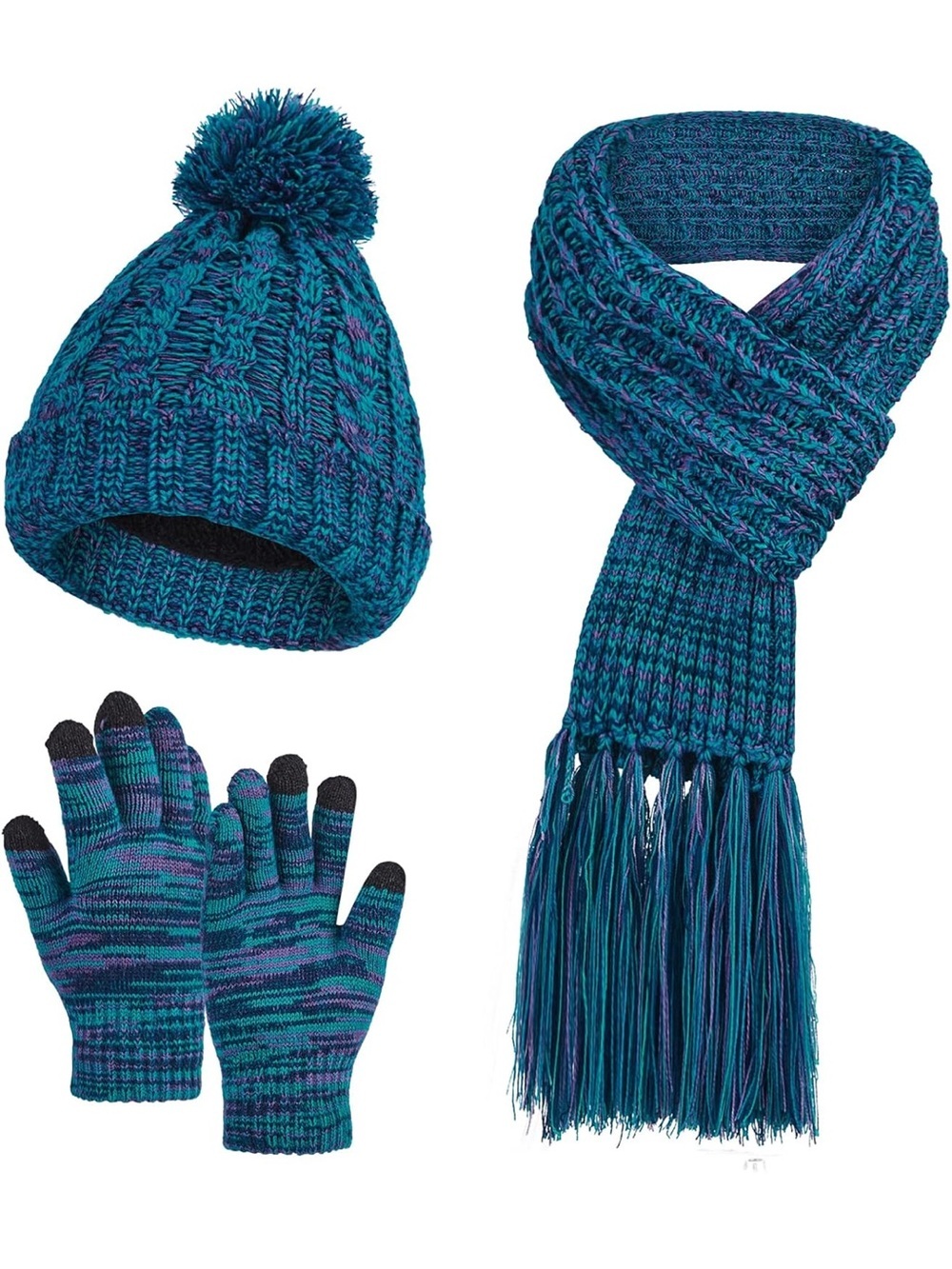 NEW 3 Piece winter accessories, set Hat, Gloves and Scarf Set. Women’s Gifts